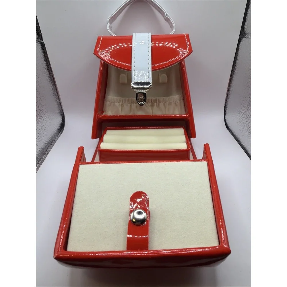 Unused No‎ Tag Faux Red/White Patent Leather Rite Aid Home Purse Jewelry